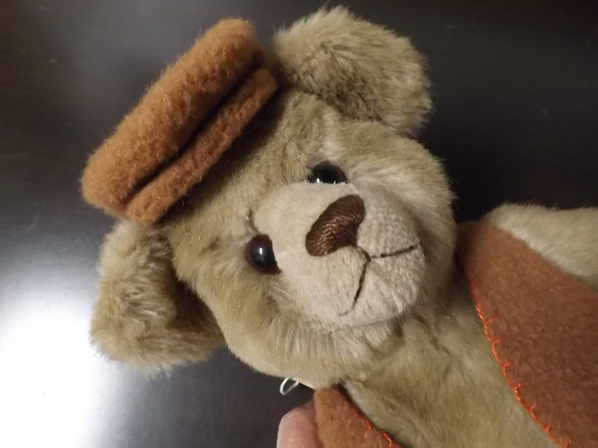 Vintage 1999 artist crafted Teddy Bear. This jointed bear is well crafted by Karen Nicodemus who creates by repurposing old coats into art.