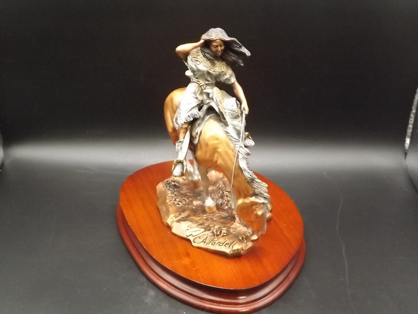 Rare Sacajawea Sculpture: Legends C.A. Pardell Mixed Media Art, COA