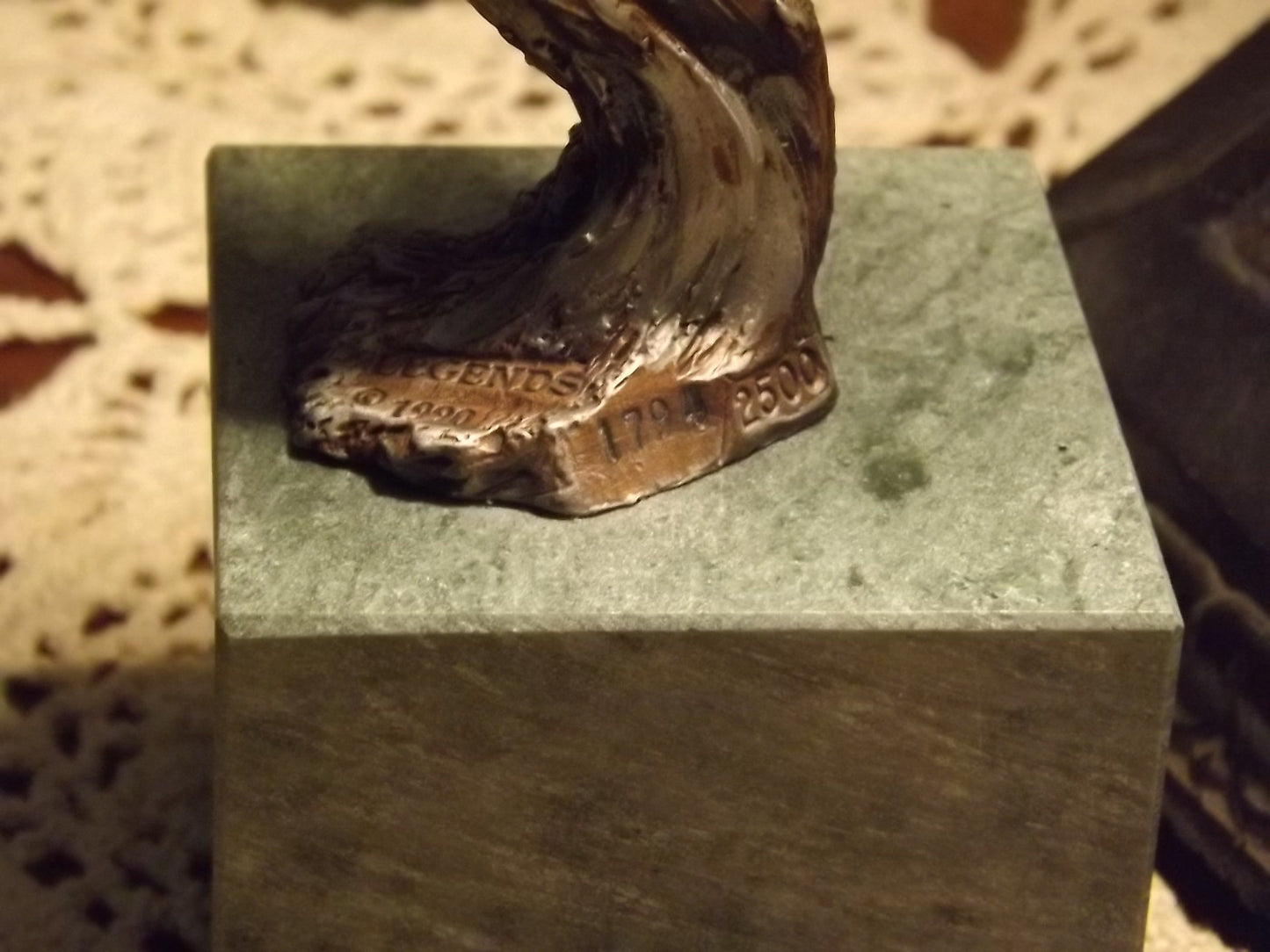 Vintage Kitty Cantrell Eagle Sculpture: Legends Mixed Media Art on Marble