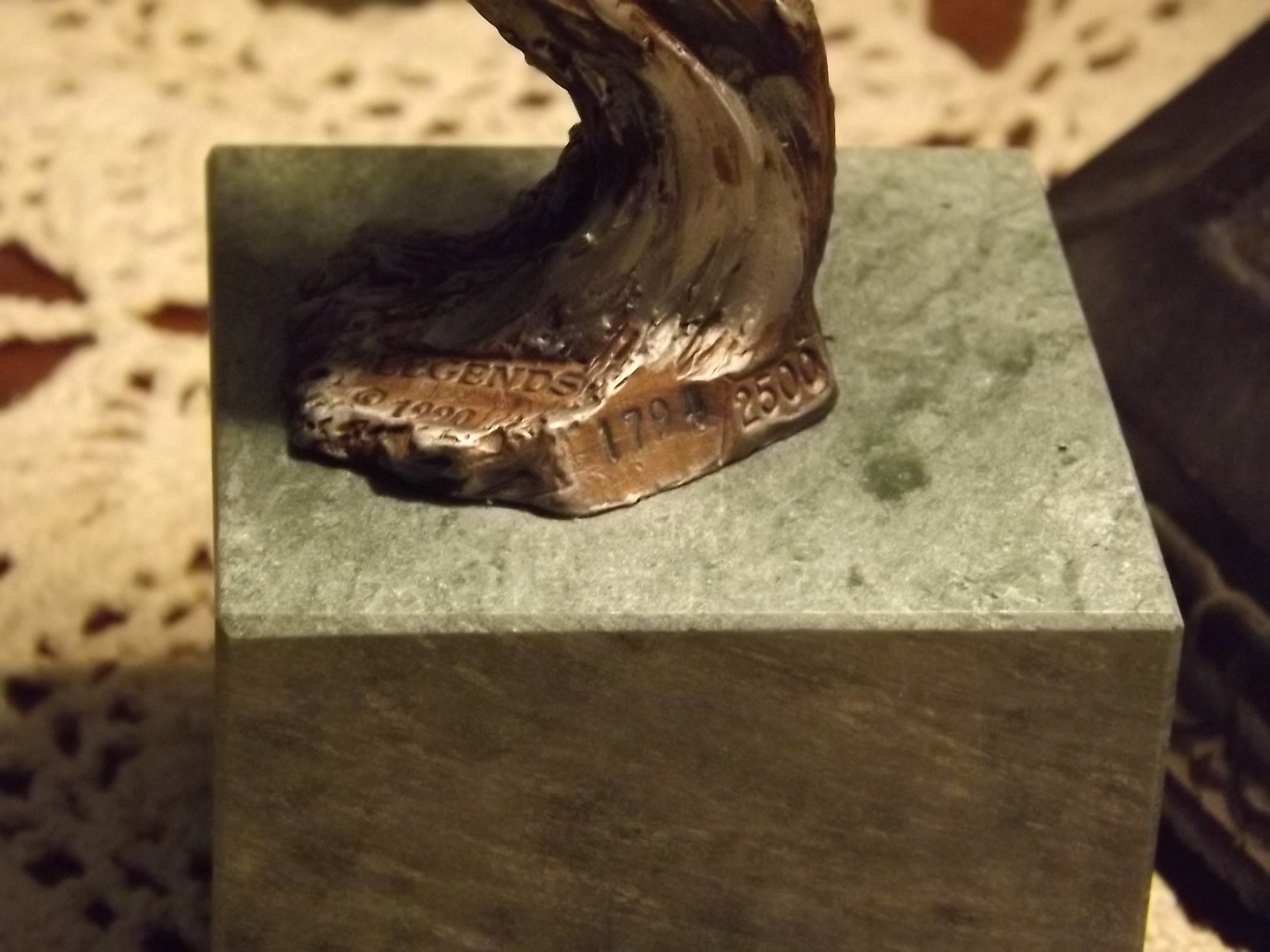 Vintage Kitty Cantrell Eagle Sculpture: Legends Mixed Media Art on Marble