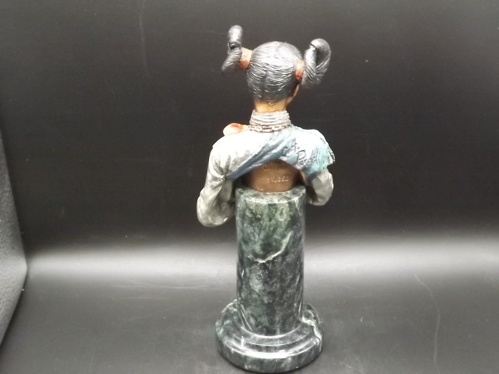 RARE 1994 C.A. Pardell Legends Mixed Media Sculpture "Hopi Maiden" Bust on marble base. Number 11 of only 350 pieces. Excellent Condition!