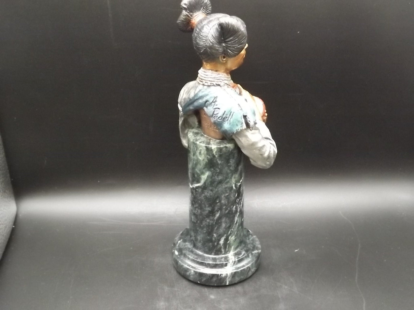 RARE 1994 C.A. Pardell Legends Mixed Media Sculpture "Hopi Maiden" Bust on marble base. Number 11 of only 350 pieces. Excellent Condition!