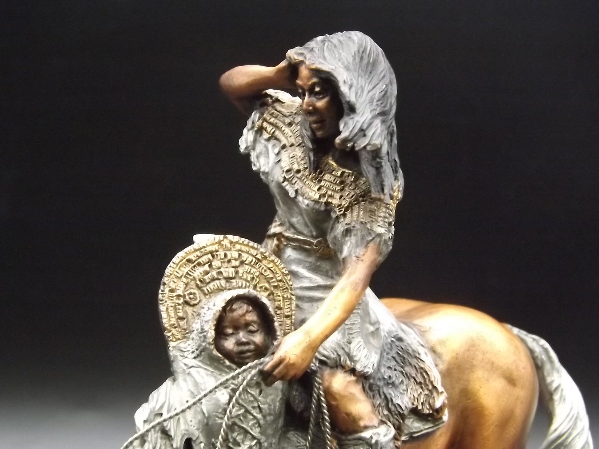 Rare Sacajawea Sculpture: Legends C.A. Pardell Mixed Media Art, COA