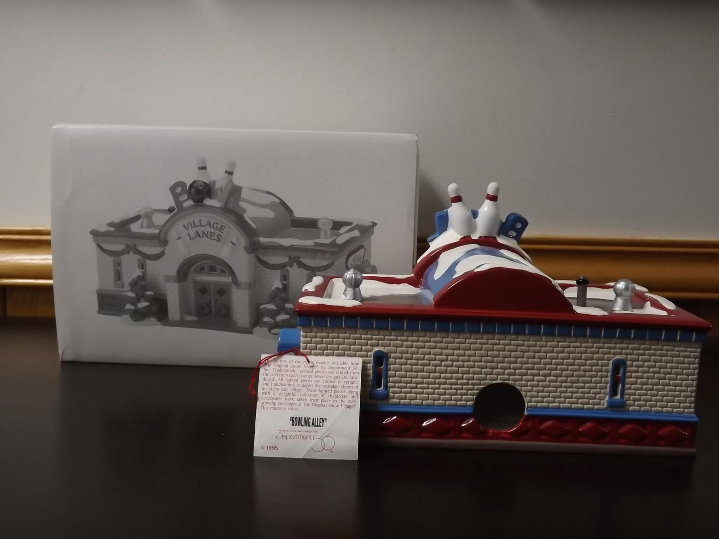 Vintage 1995 Snow Village Bowling Alley Figurine with Box