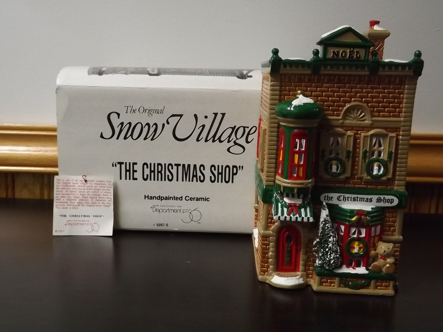 Vintage 1991 Snow Village "The Christmas Shop" Figurine with Box & COA
