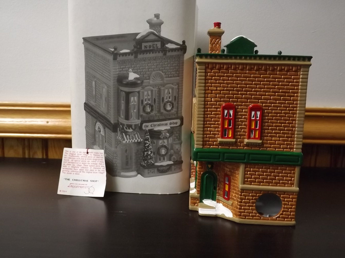 Vintage 1991 Snow Village "The Christmas Shop" Figurine with Box & COA