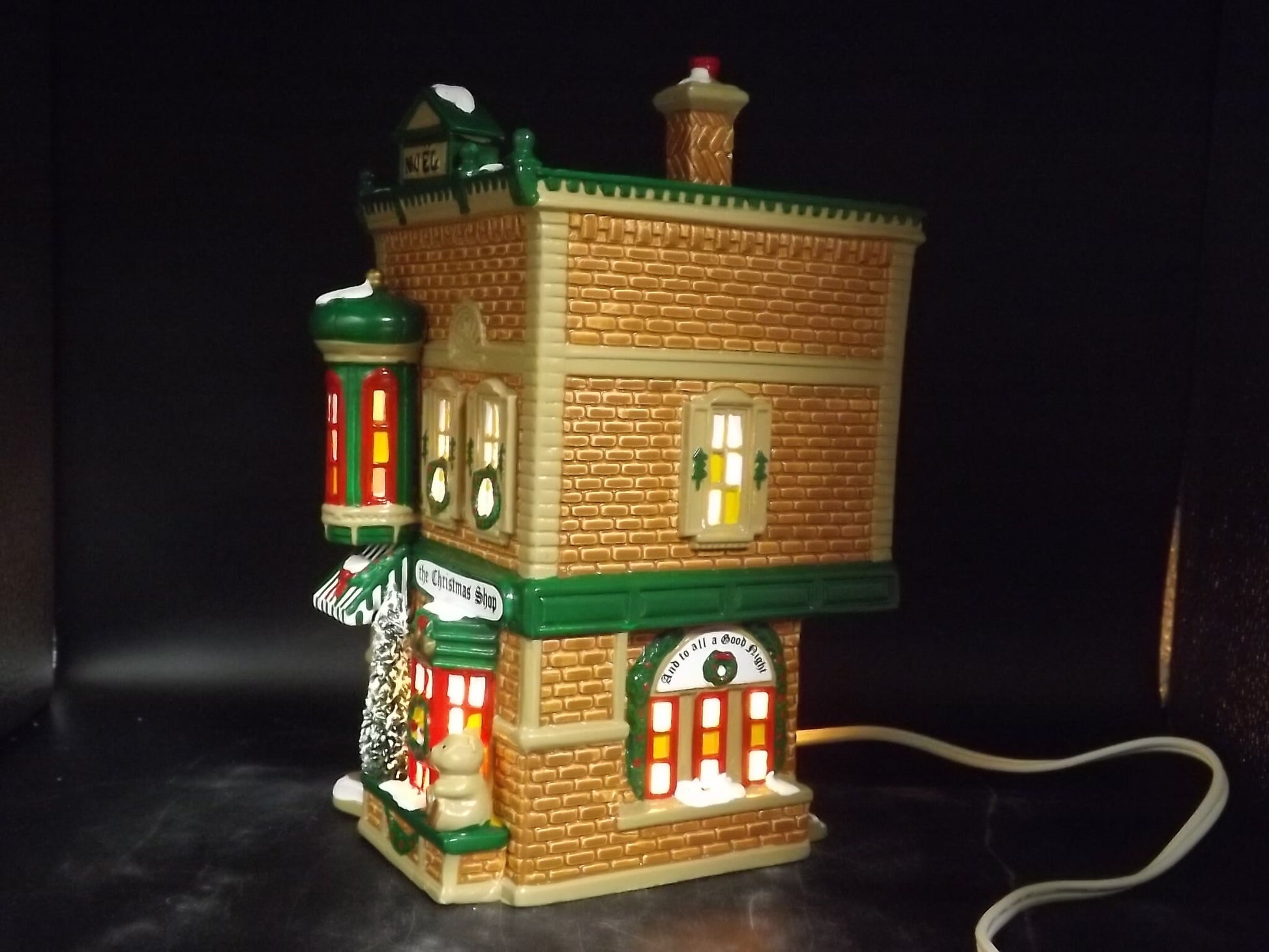 Vintage 1991 Snow Village "The Christmas Shop" Figurine with Box & COA