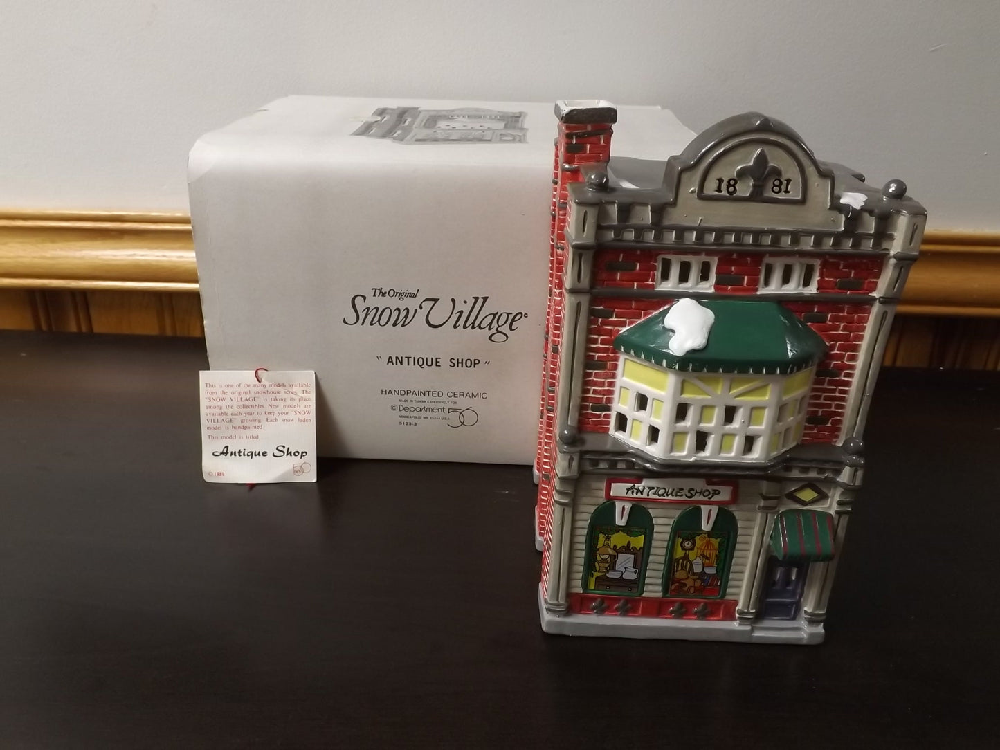 Vintage 1988 Snow Village "Antique Shop" Figurine with Box & COA