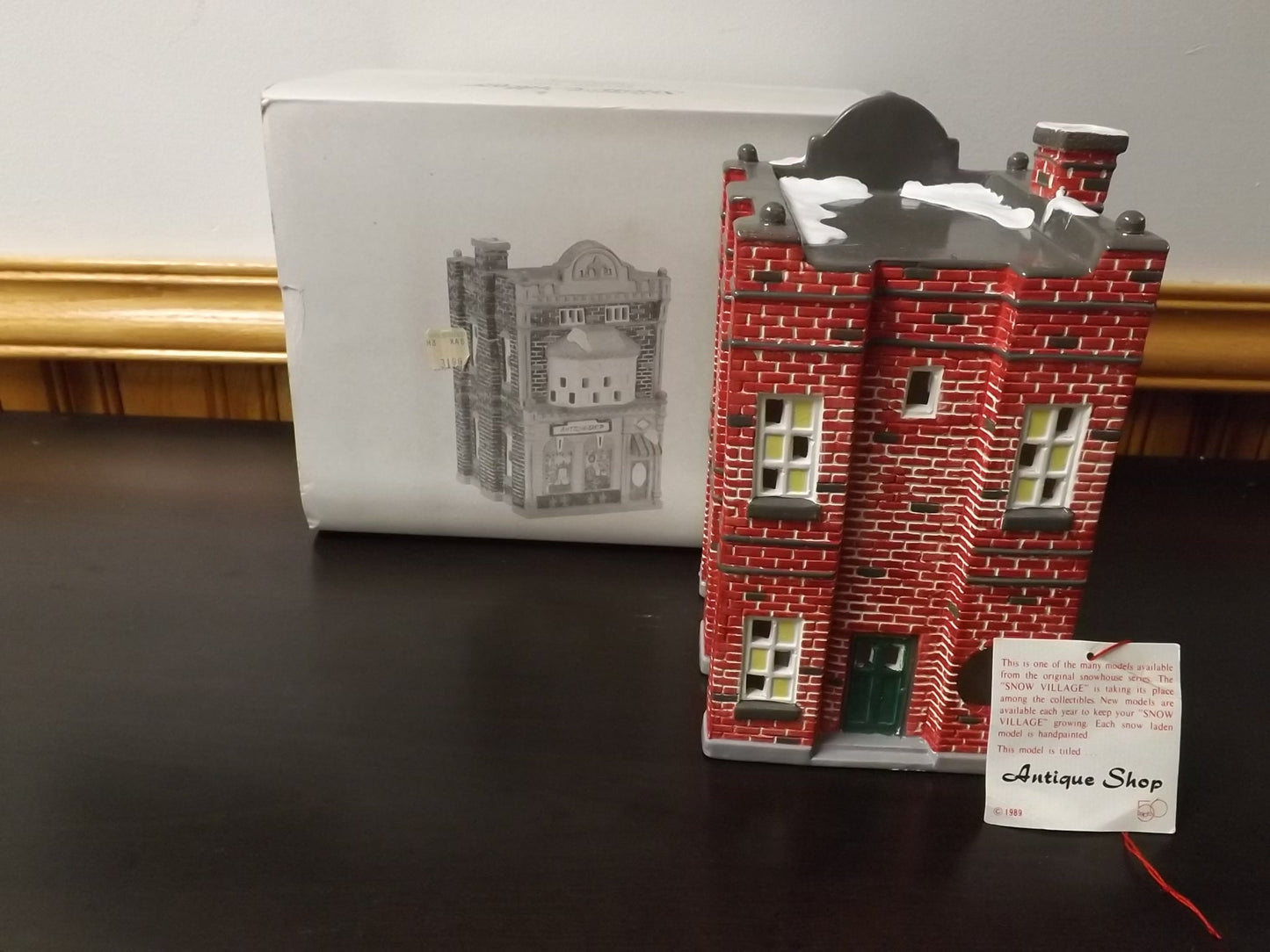 Vintage 1988 Snow Village "Antique Shop" Figurine with Box & COA