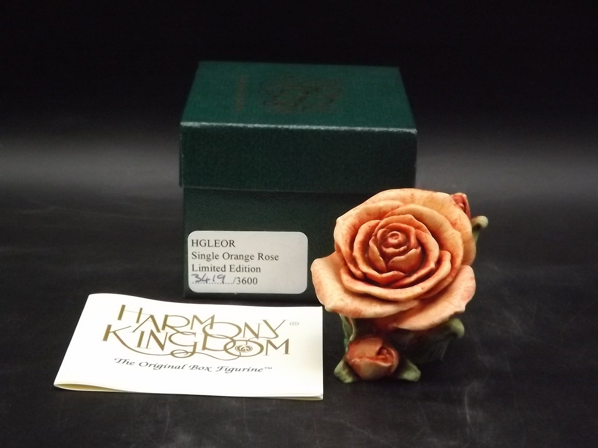 Harmony Kingdom Orange Rose Figurine: Limited Edition #3419/3600, Artist Signed