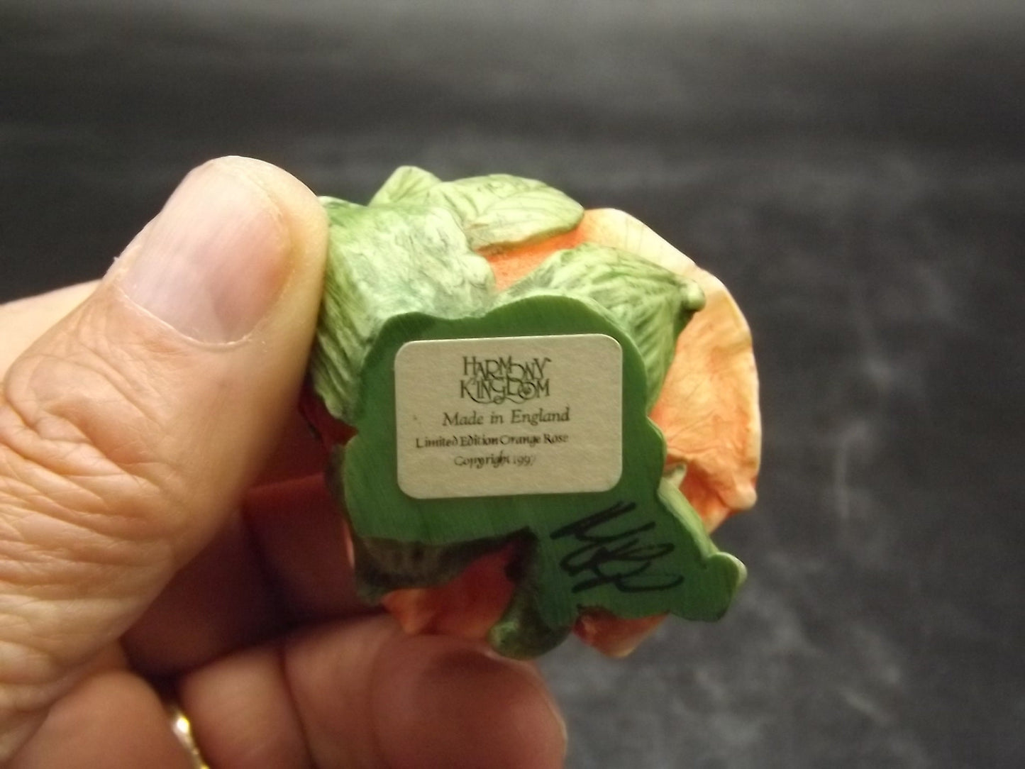 Harmony Kingdom Orange Rose Figurine: Limited Edition #3419/3600, Artist Signed