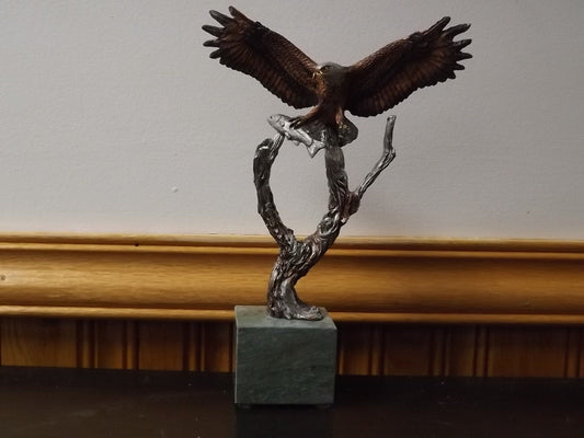 Vintage Kitty Cantrell Eagle Sculpture: Legends Mixed Media Art on Marble