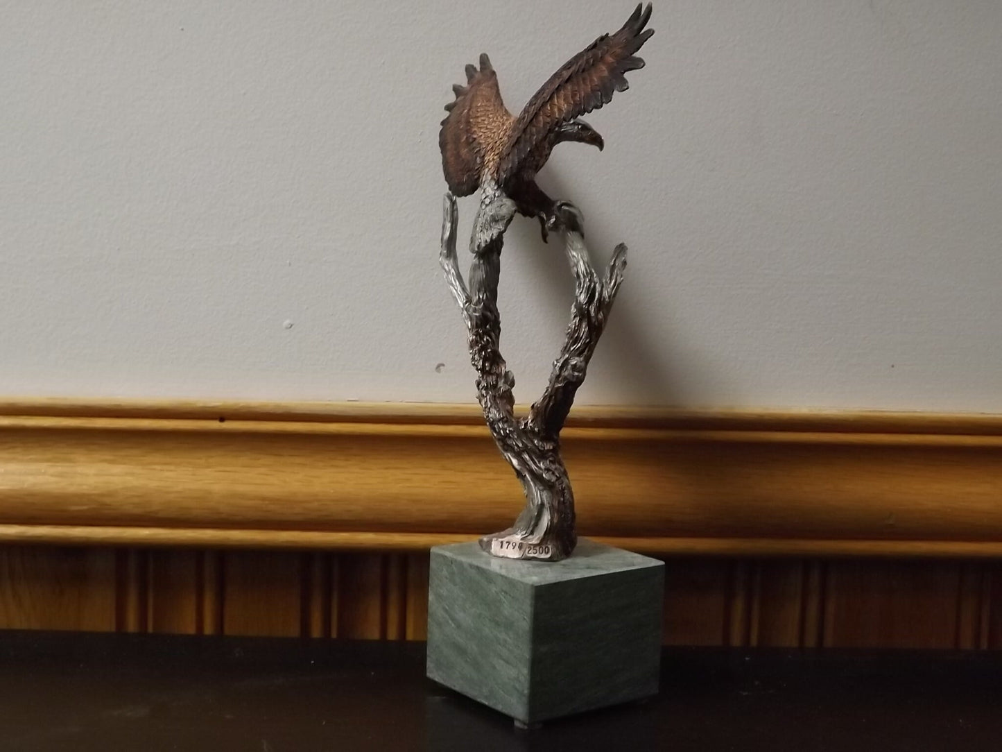 Vintage Kitty Cantrell Eagle Sculpture: Legends Mixed Media Art on Marble