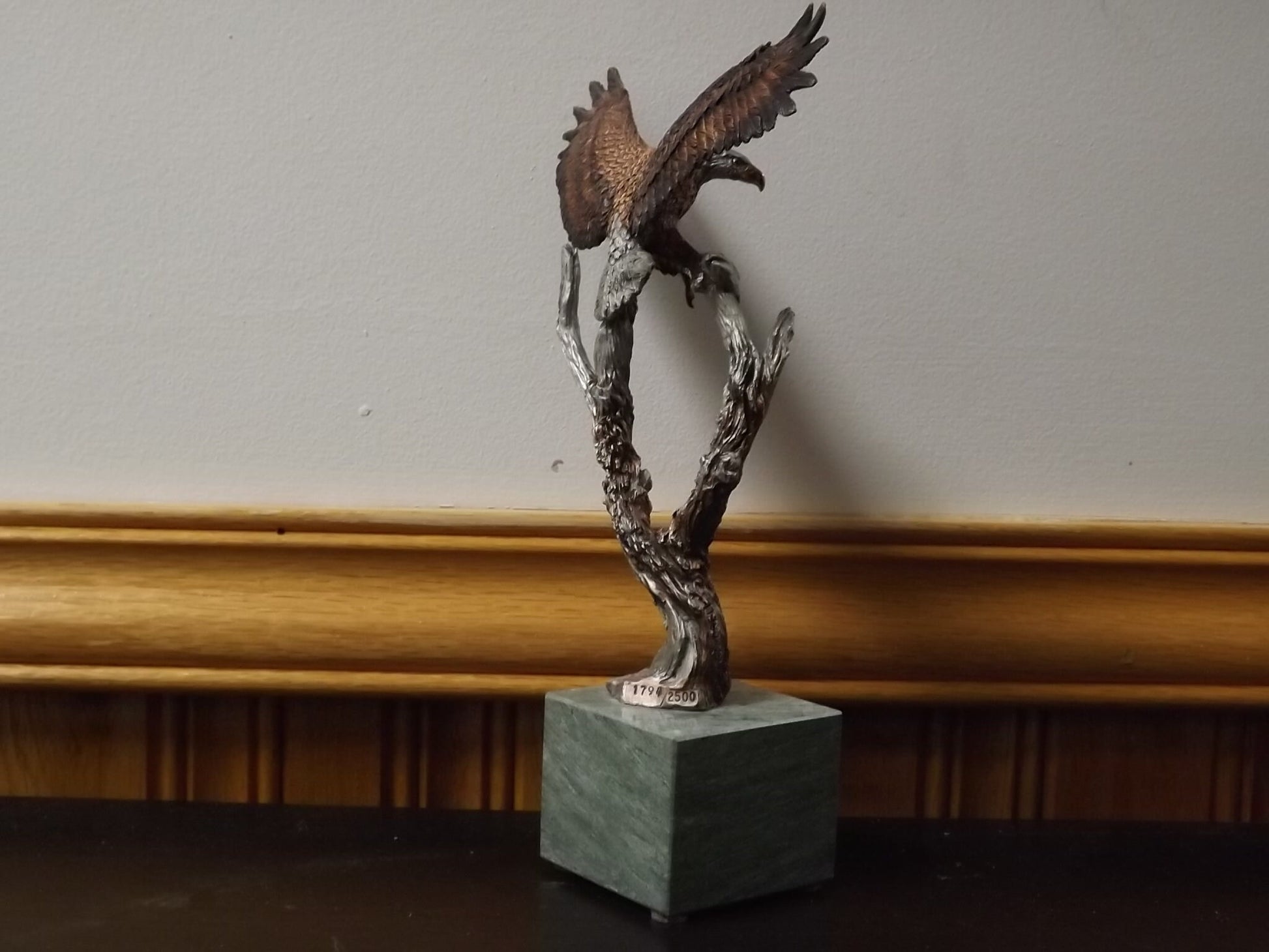 Vintage Kitty Cantrell Eagle Sculpture: Legends Mixed Media Art on Marble