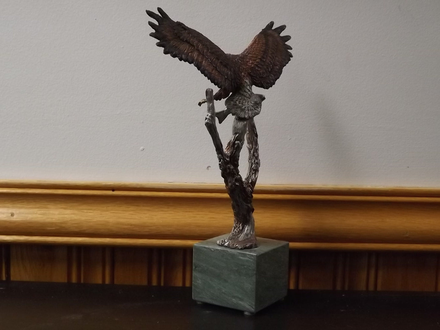 Vintage Kitty Cantrell Eagle Sculpture: Legends Mixed Media Art on Marble
