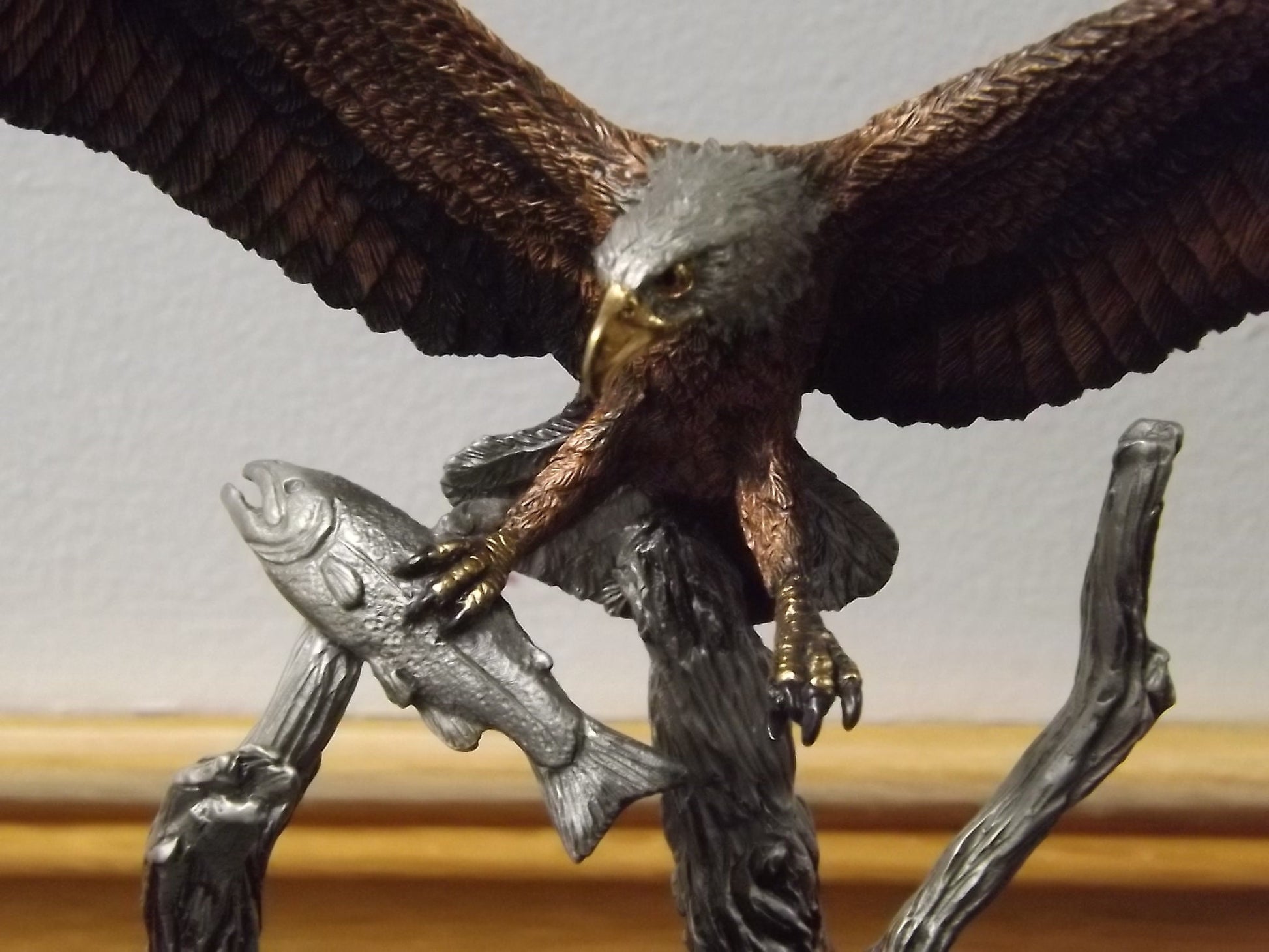 Vintage Kitty Cantrell Eagle Sculpture: Legends Mixed Media Art on Marble