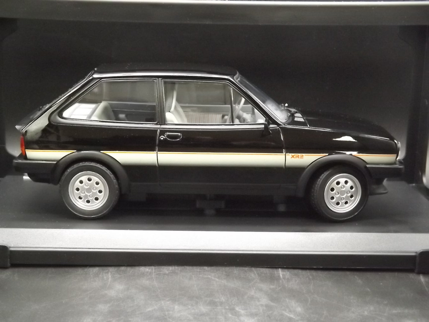 Vintage Norev Mint 1981 Black Ford Fiesta XR2 Metal Model in original box. Never displayed Exceptional condition. 1:18 scale.