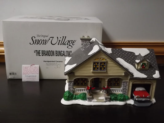 Vintage 1997 Snow Village "The Brandon Bungalow" Cottage Figurine (With Box & COA)