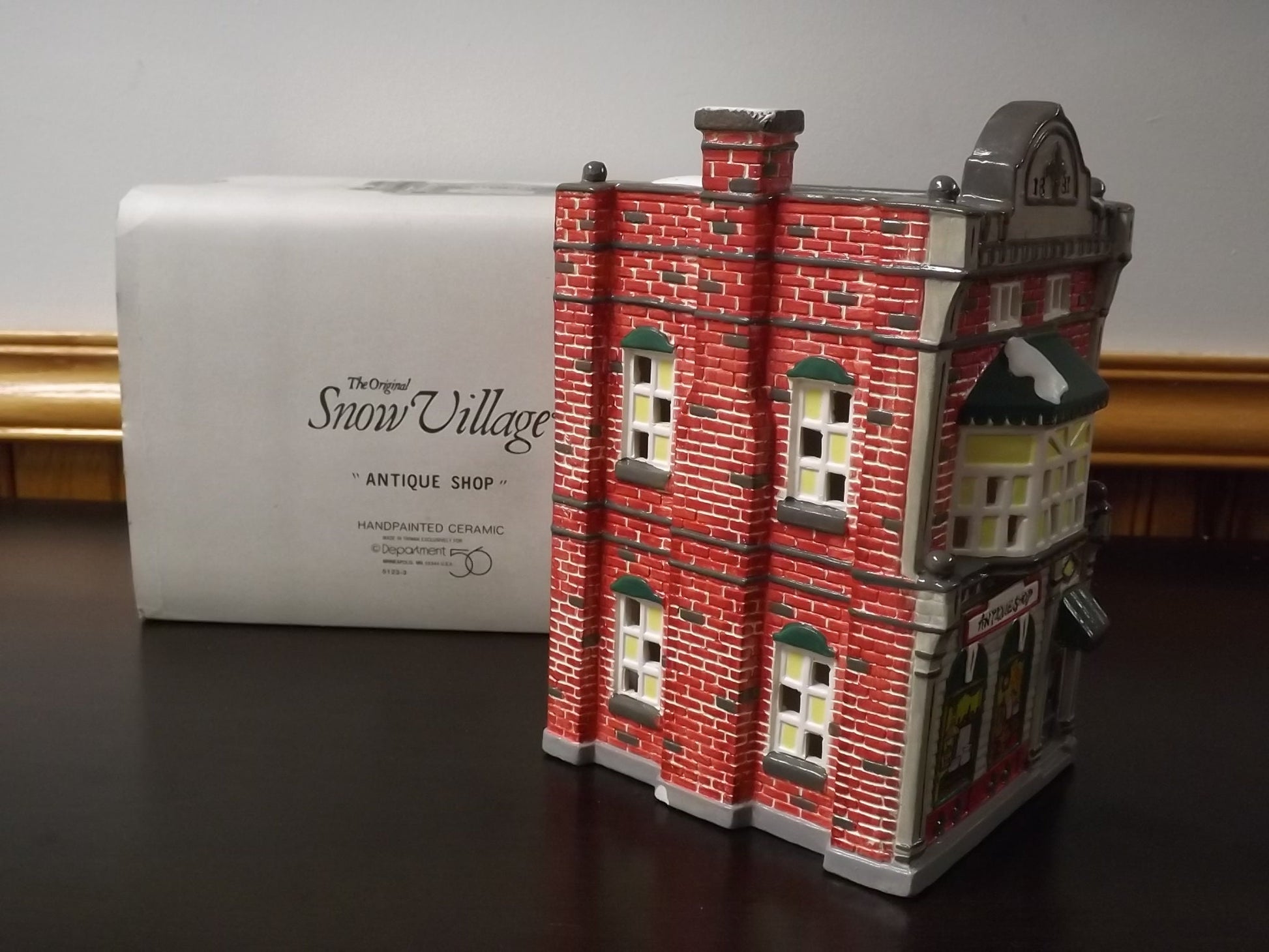 Vintage 1988 Snow Village "Antique Shop" Figurine with Box & COA