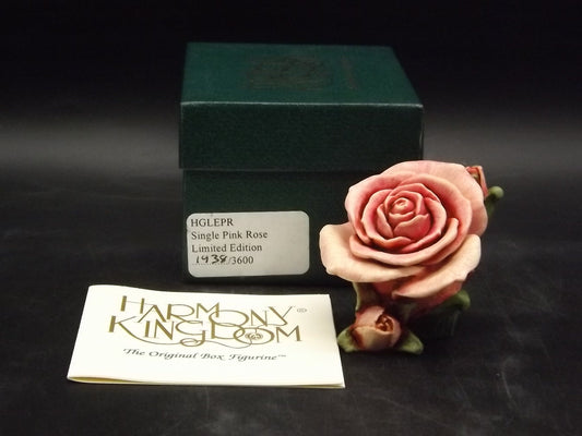 Harmony Kingdom Single Pink Rose Figurine: 1997 Limited Edition