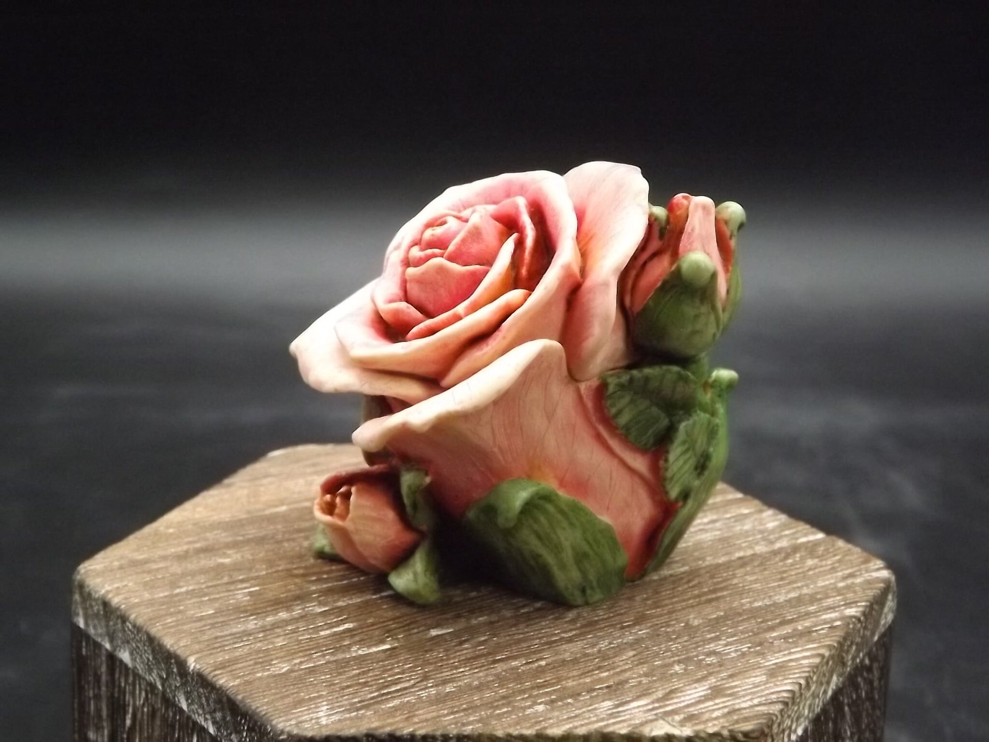 Harmony Kingdom Single Pink Rose Figurine: 1997 Limited Edition