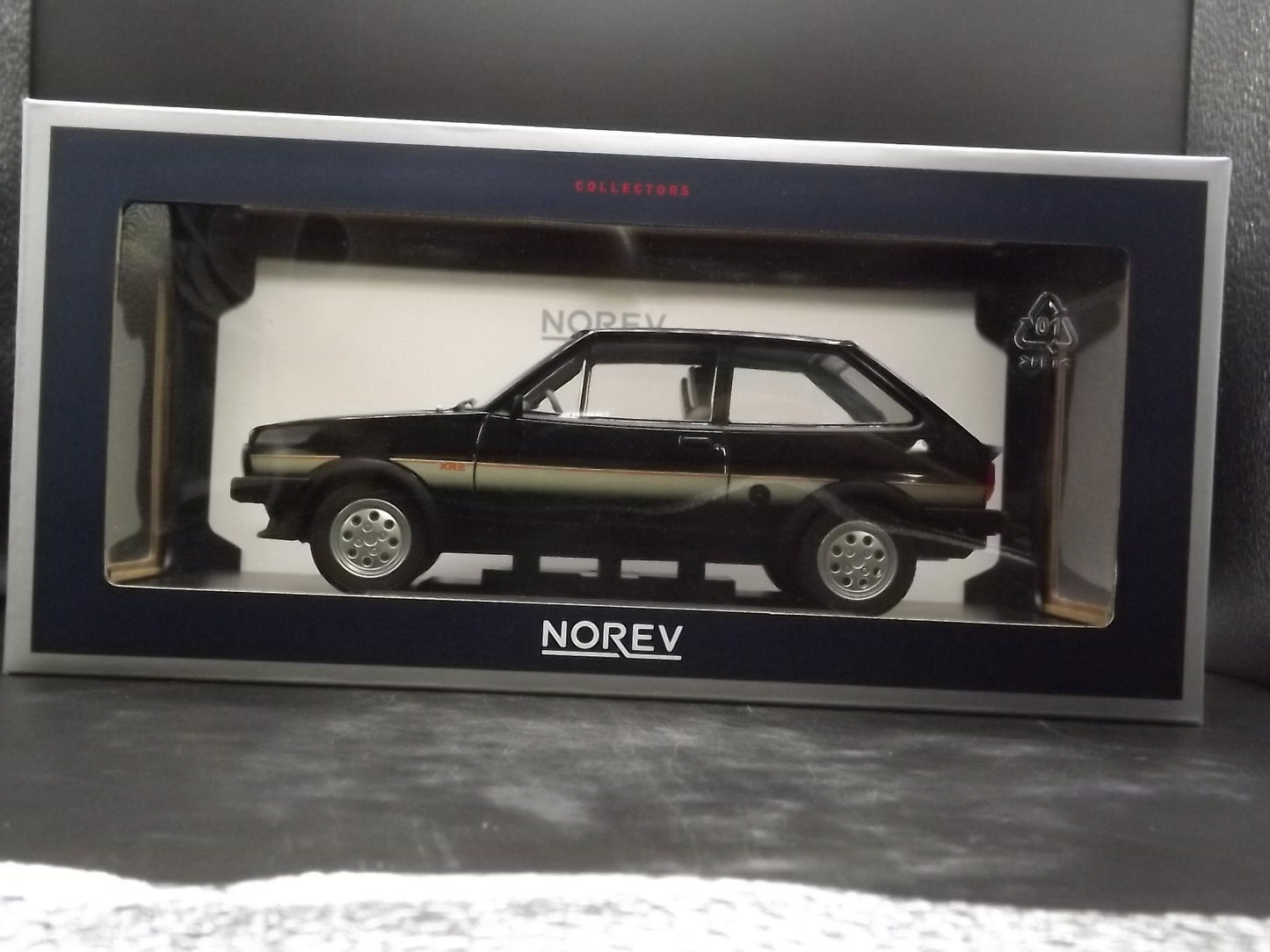 Vintage Norev Mint 1981 Black Ford Fiesta XR2 Metal Model in original box. Never displayed Exceptional condition. 1:18 scale.