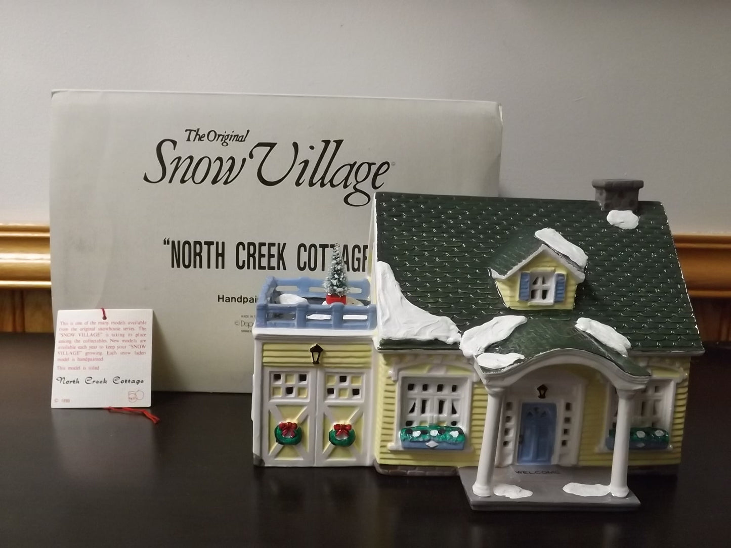 Vintage 1988 Snow Village North Creek Cottage: Illuminated Figurine with Box & COA
