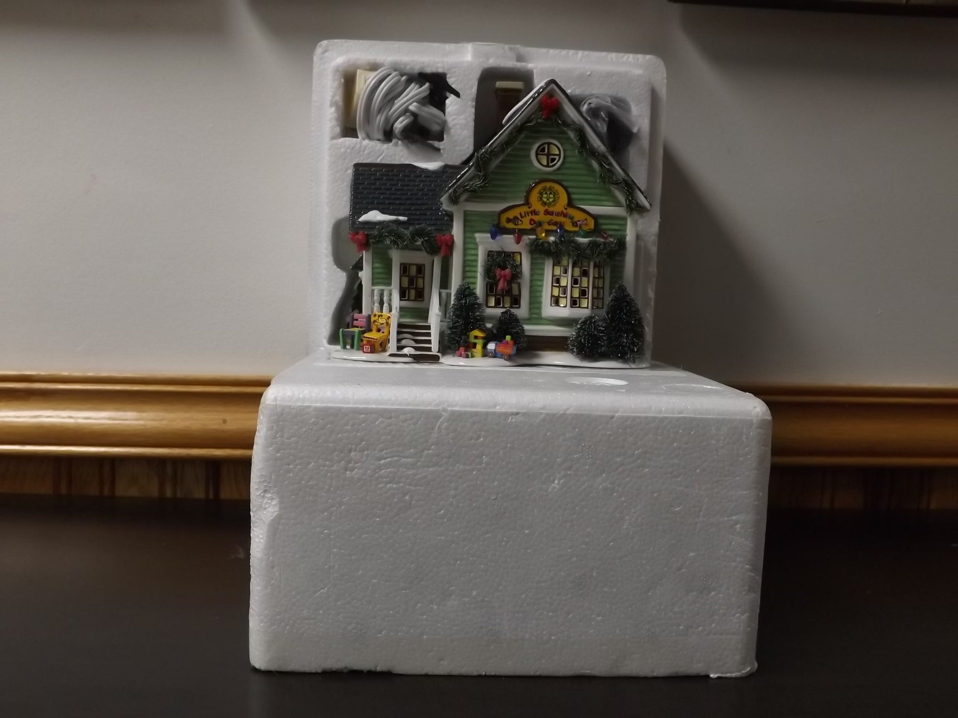 Vintage Snow Village: Little Sunshine Daycare, Illuminated Building with Box & COA