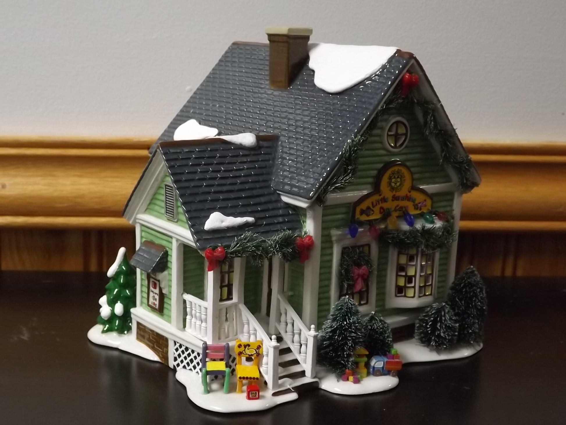 Vintage Snow Village: Little Sunshine Daycare, Illuminated Building with Box & COA