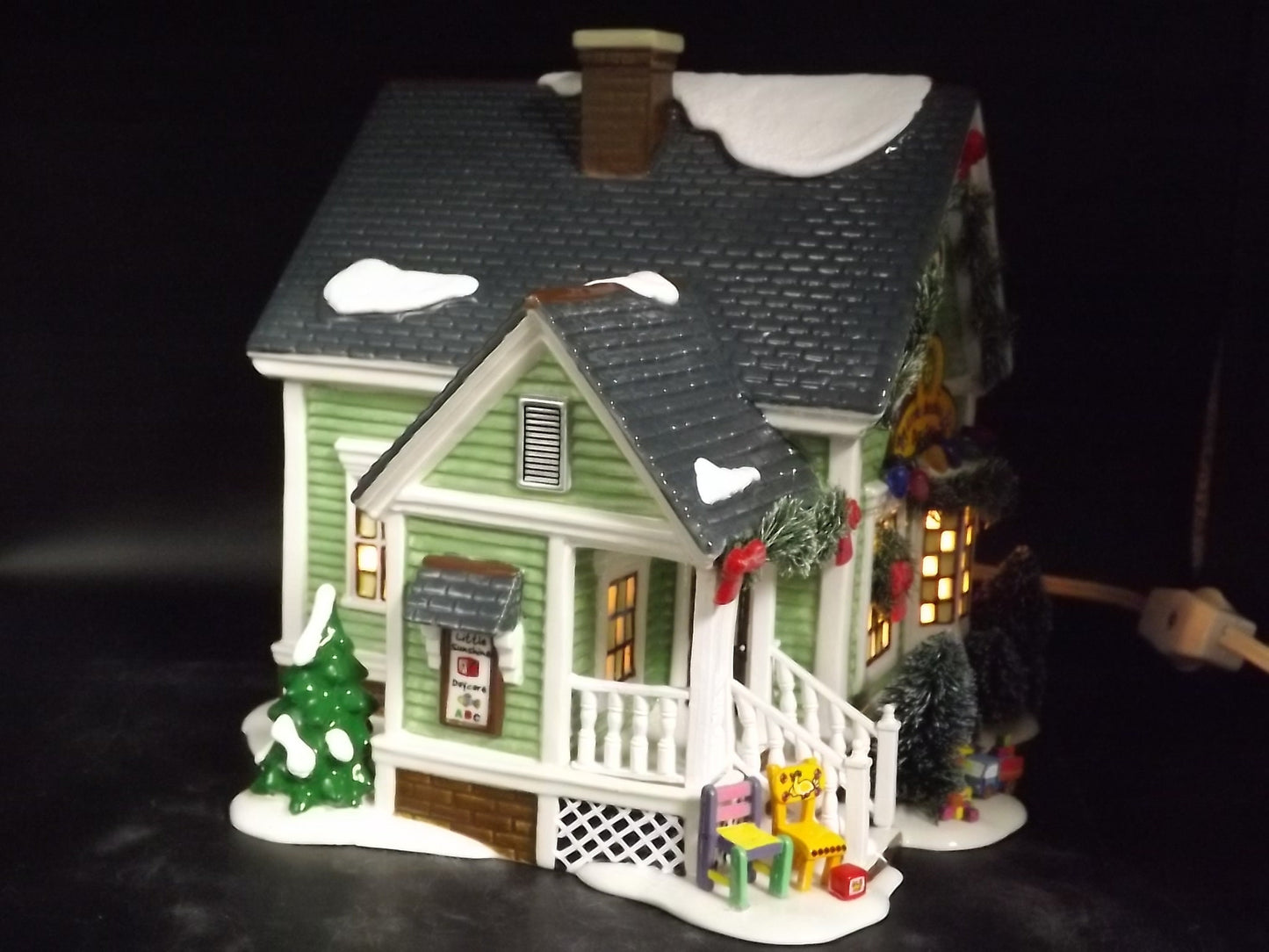 Vintage Snow Village: Little Sunshine Daycare, Illuminated Building with Box & COA