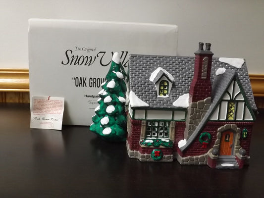 Vintage 1991 Snow Village "Oak Grove Tudor" Illuminated Figurine with Box & COA