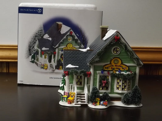 Vintage Snow Village: Little Sunshine Daycare, Illuminated Building with Box & COA