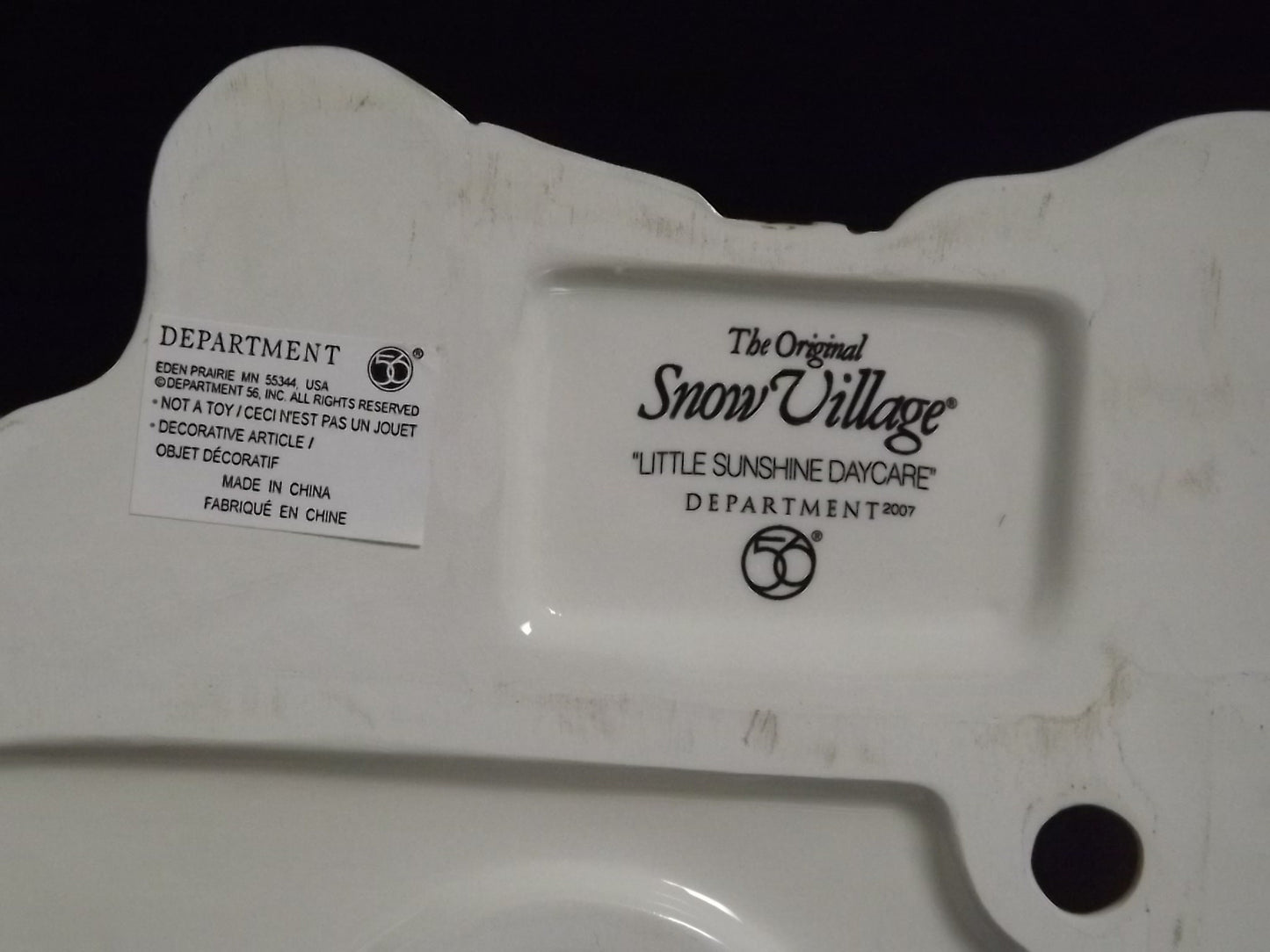 Vintage Snow Village: Little Sunshine Daycare, Illuminated Building with Box & COA