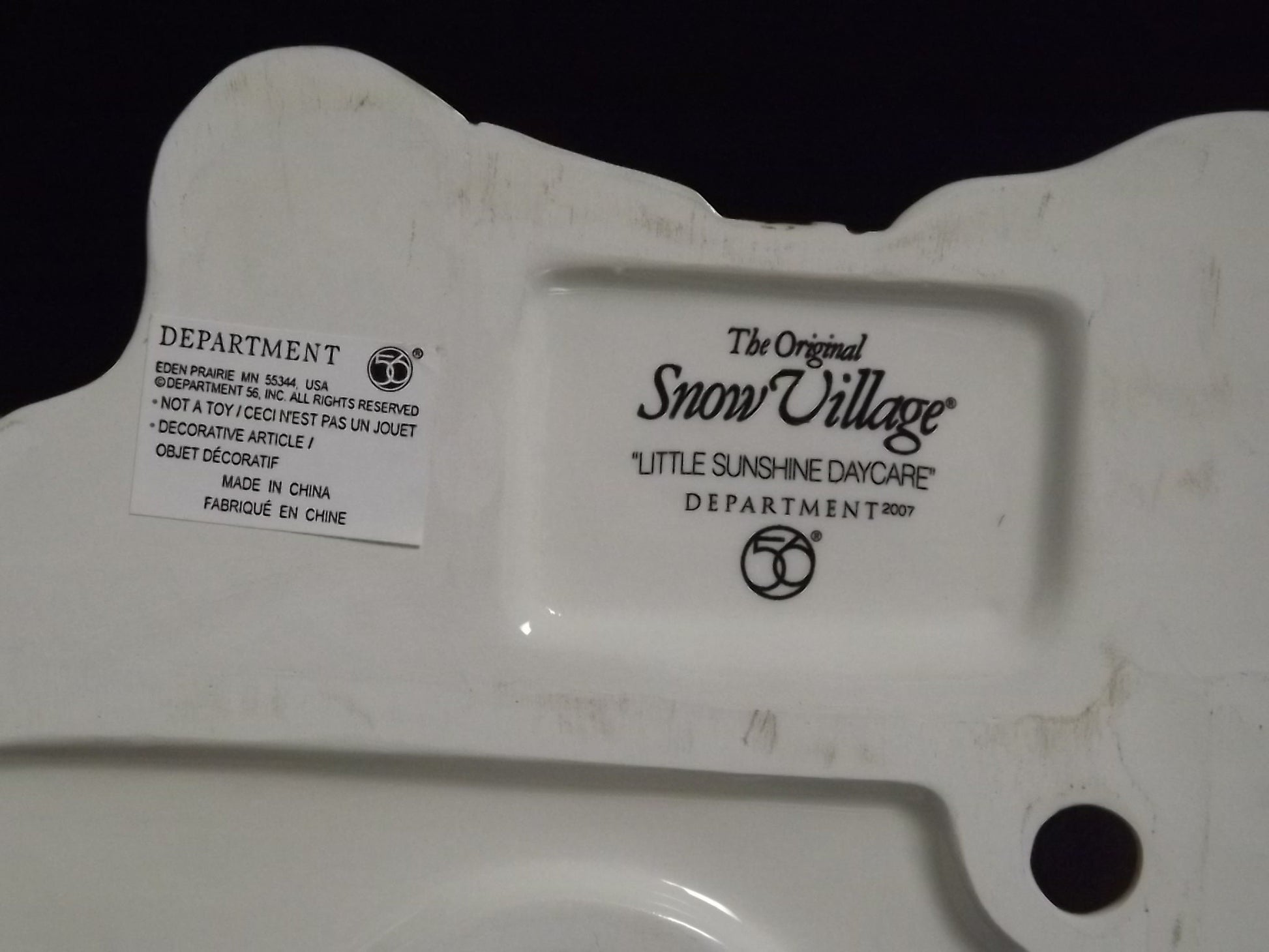 Vintage Snow Village: Little Sunshine Daycare, Illuminated Building with Box & COA