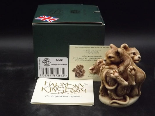 Vintage Harmony Kingdom Lion Cub Figurine: "Rough and Tumble" TJLI2