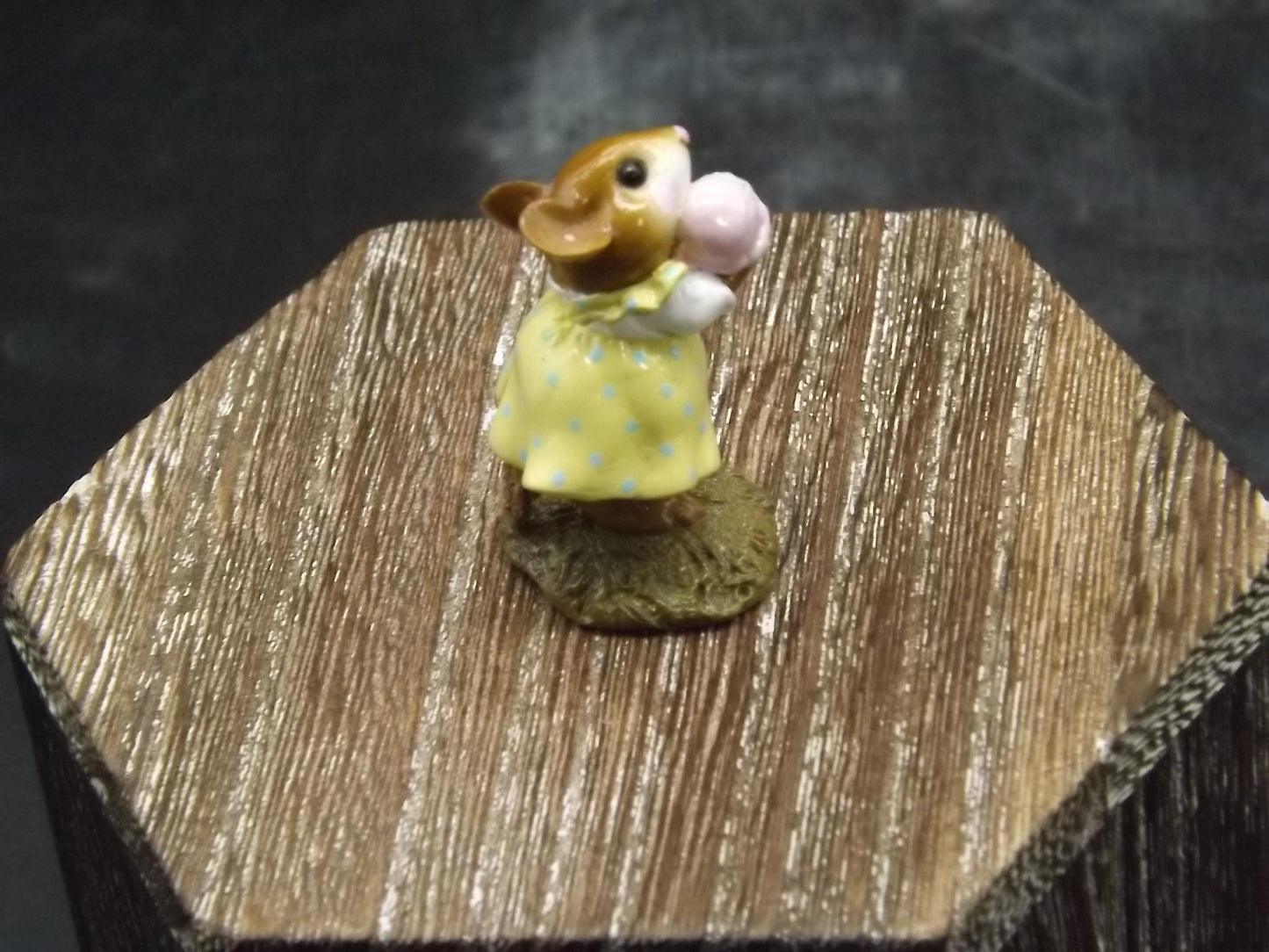 Vintage Wee Forest Folk Mouse Figurine: "Yummy" Strawberry Ice Cream
