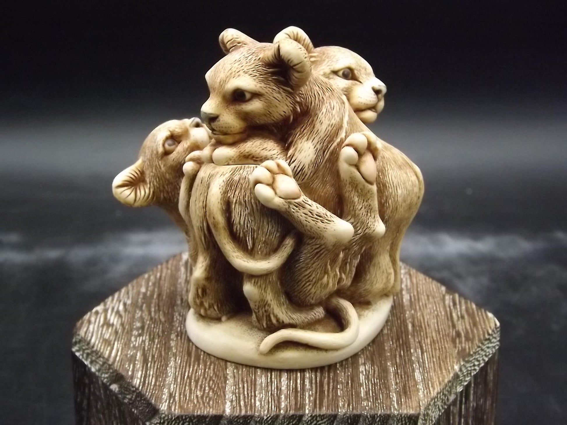 Vintage Harmony Kingdom Lion Cub Figurine: "Rough and Tumble" TJLI2