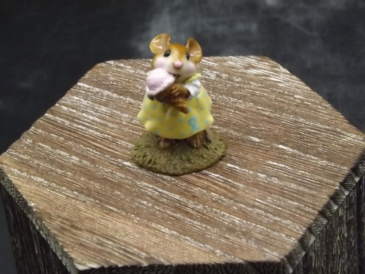 Vintage Wee Forest Folk Mouse Figurine: "Yummy" Strawberry Ice Cream