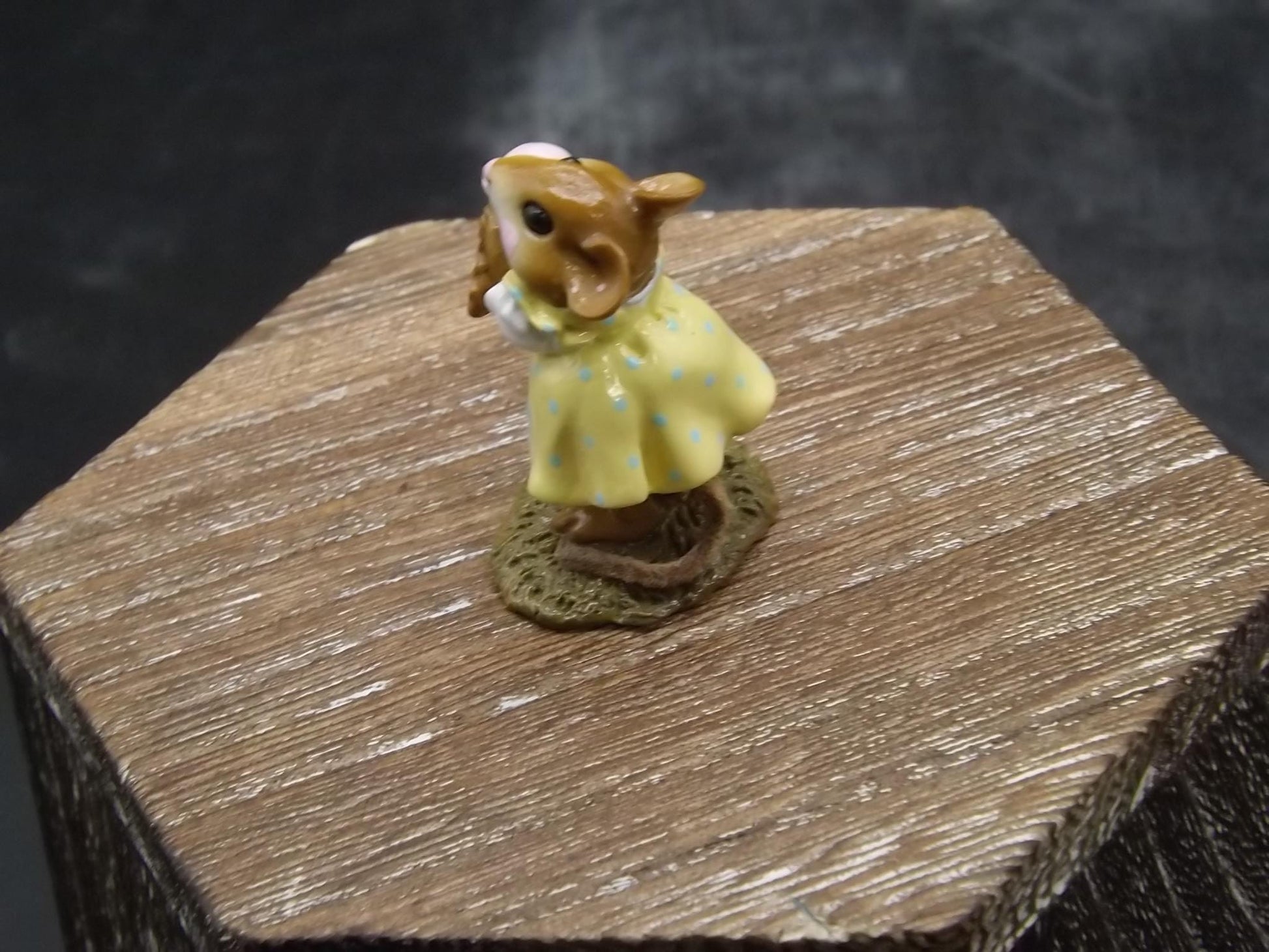 Vintage Wee Forest Folk Mouse Figurine: "Yummy" Strawberry Ice Cream