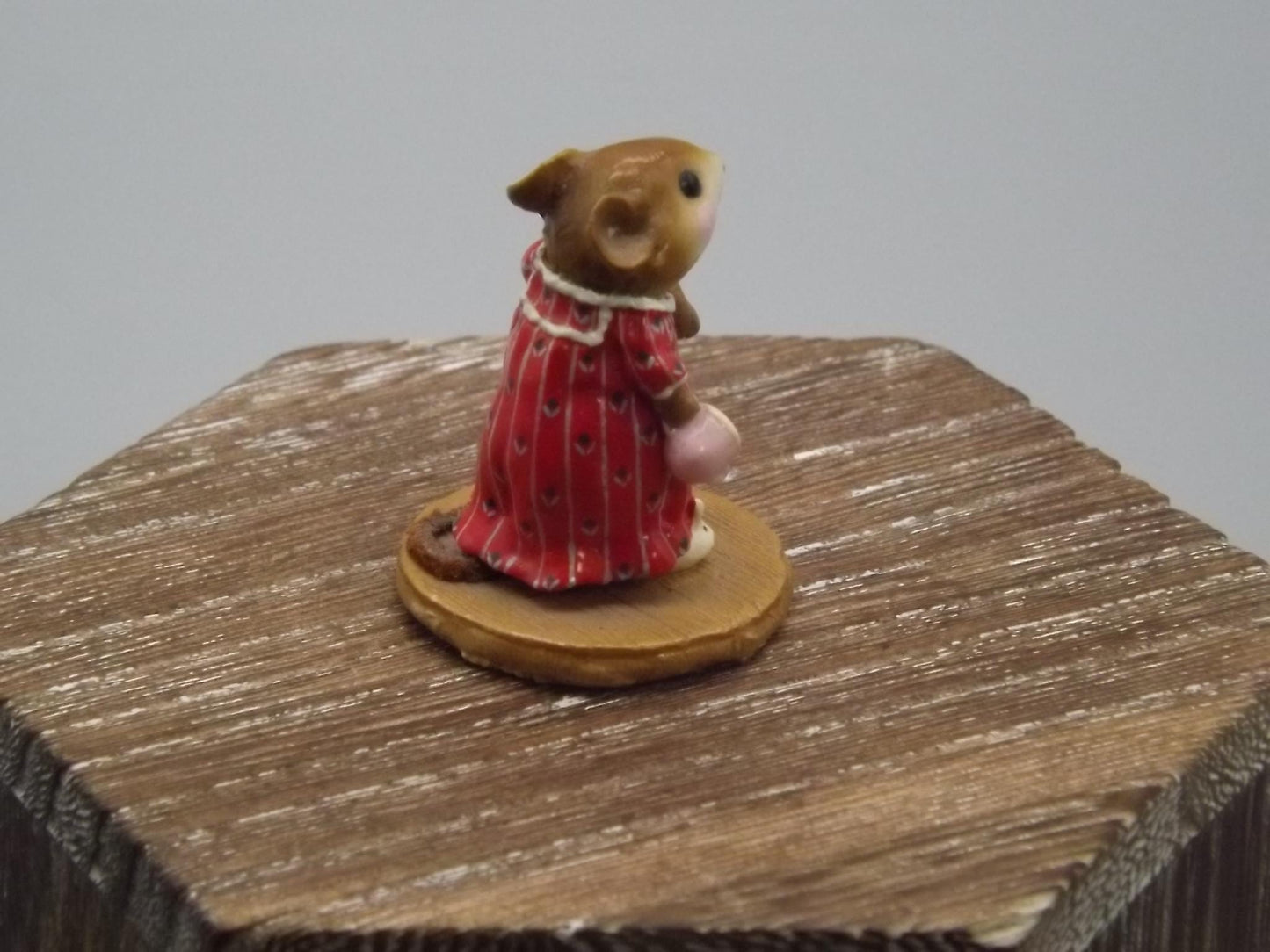 Vintage Wee Forest Folk Mouse Figurine: Mousey's Bunny Slippers, 1996