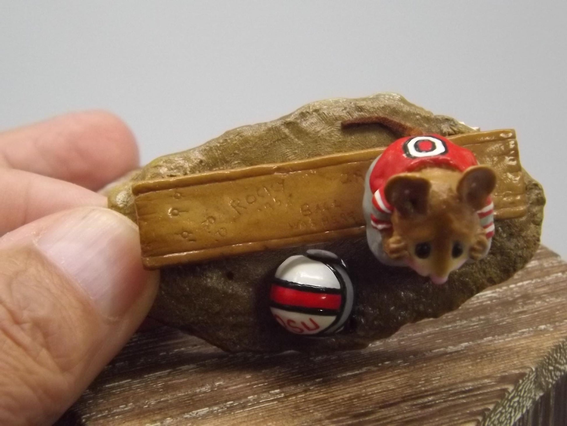 Vintage 1996 Wee Forest Folk Mouse: OSU Football Player Figurine