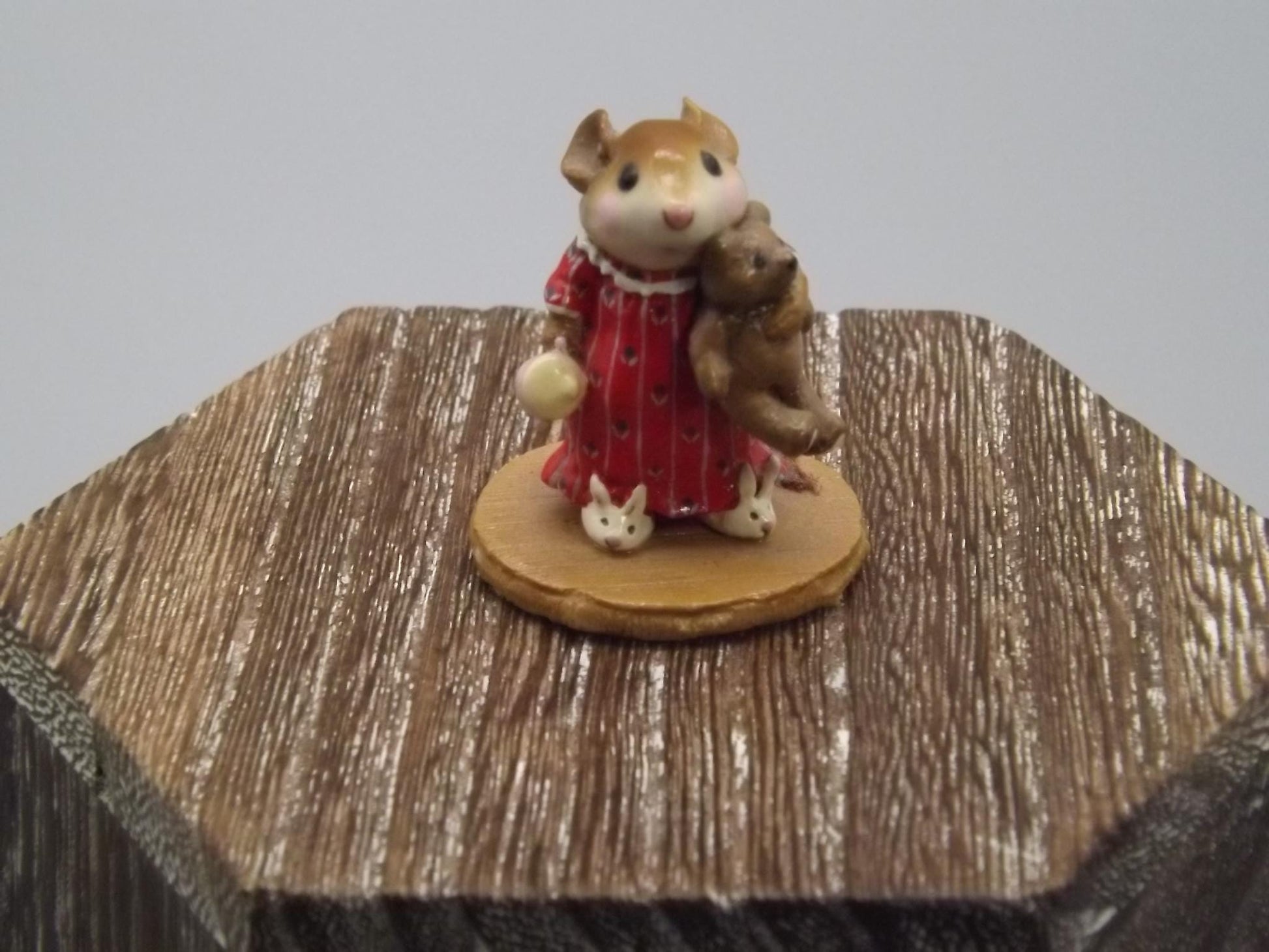 Vintage Wee Forest Folk Mouse Figurine: Mousey's Bunny Slippers, 1996