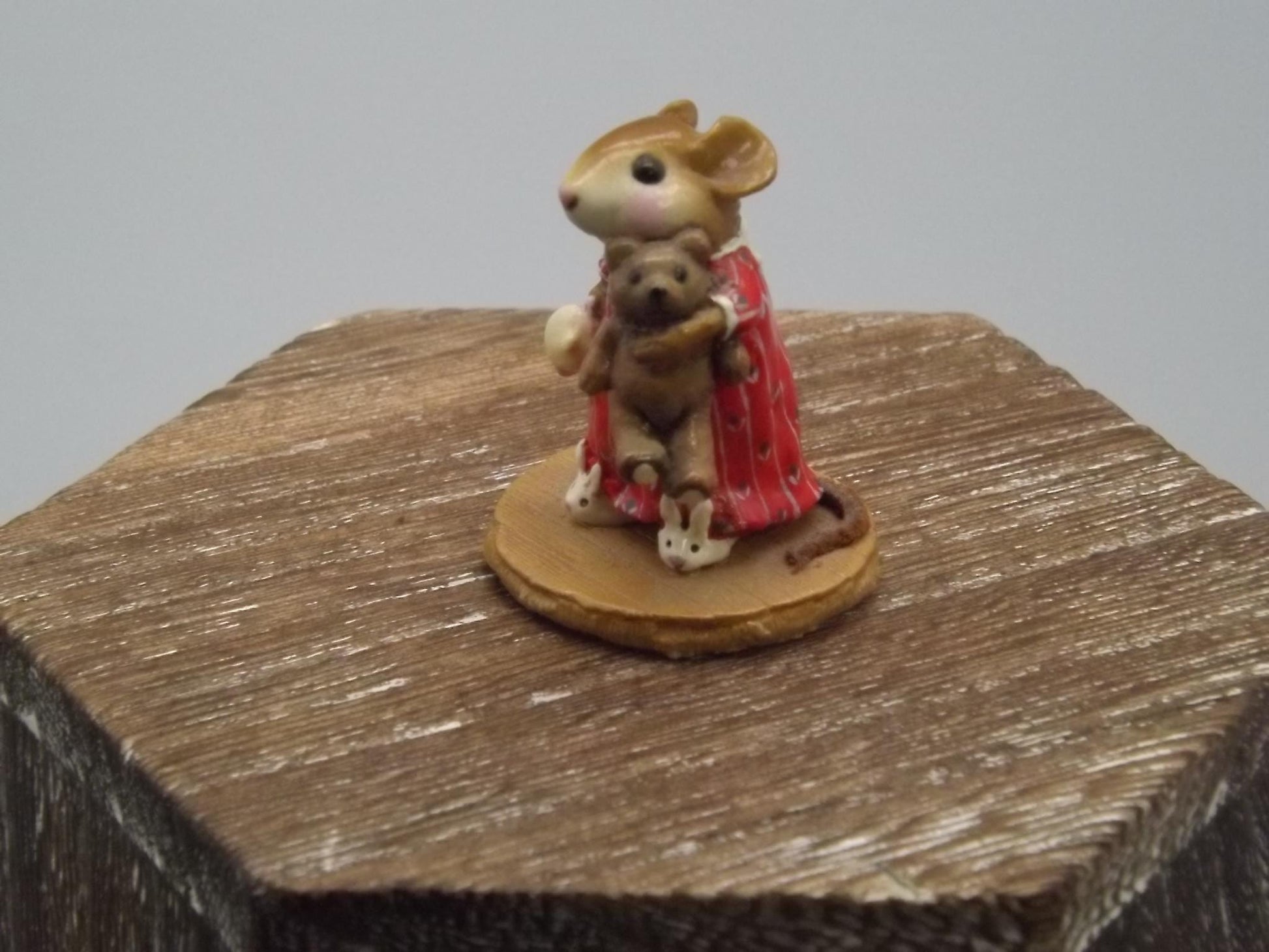 Vintage Wee Forest Folk Mouse Figurine: Mousey's Bunny Slippers, 1996