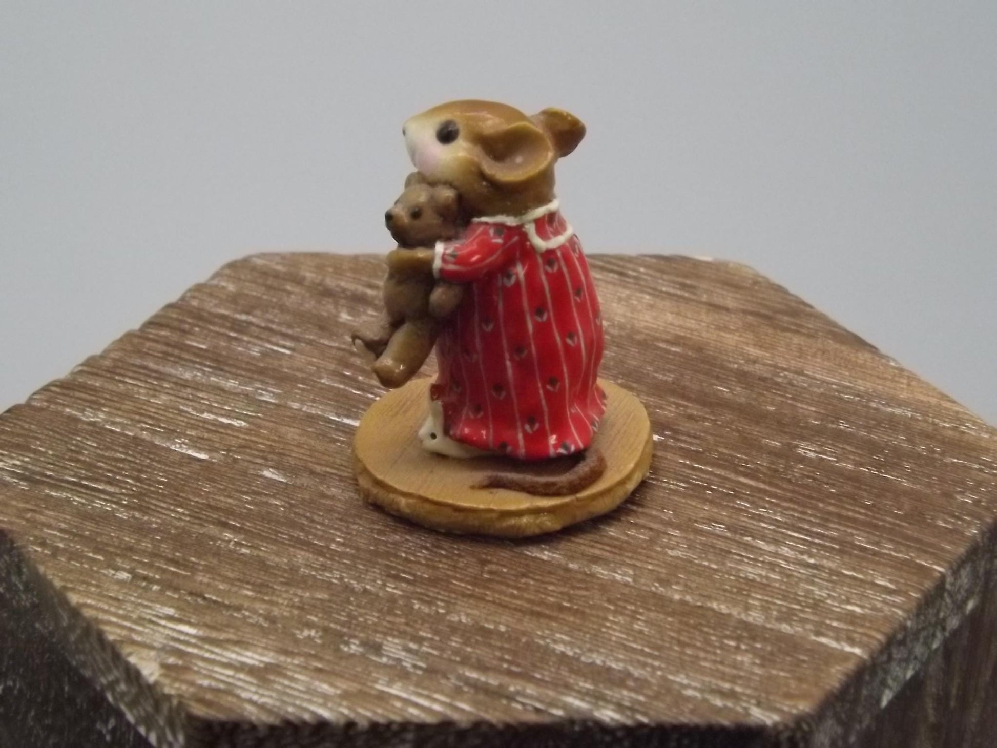 Vintage Wee Forest Folk Mouse Figurine: Mousey's Bunny Slippers, 1996