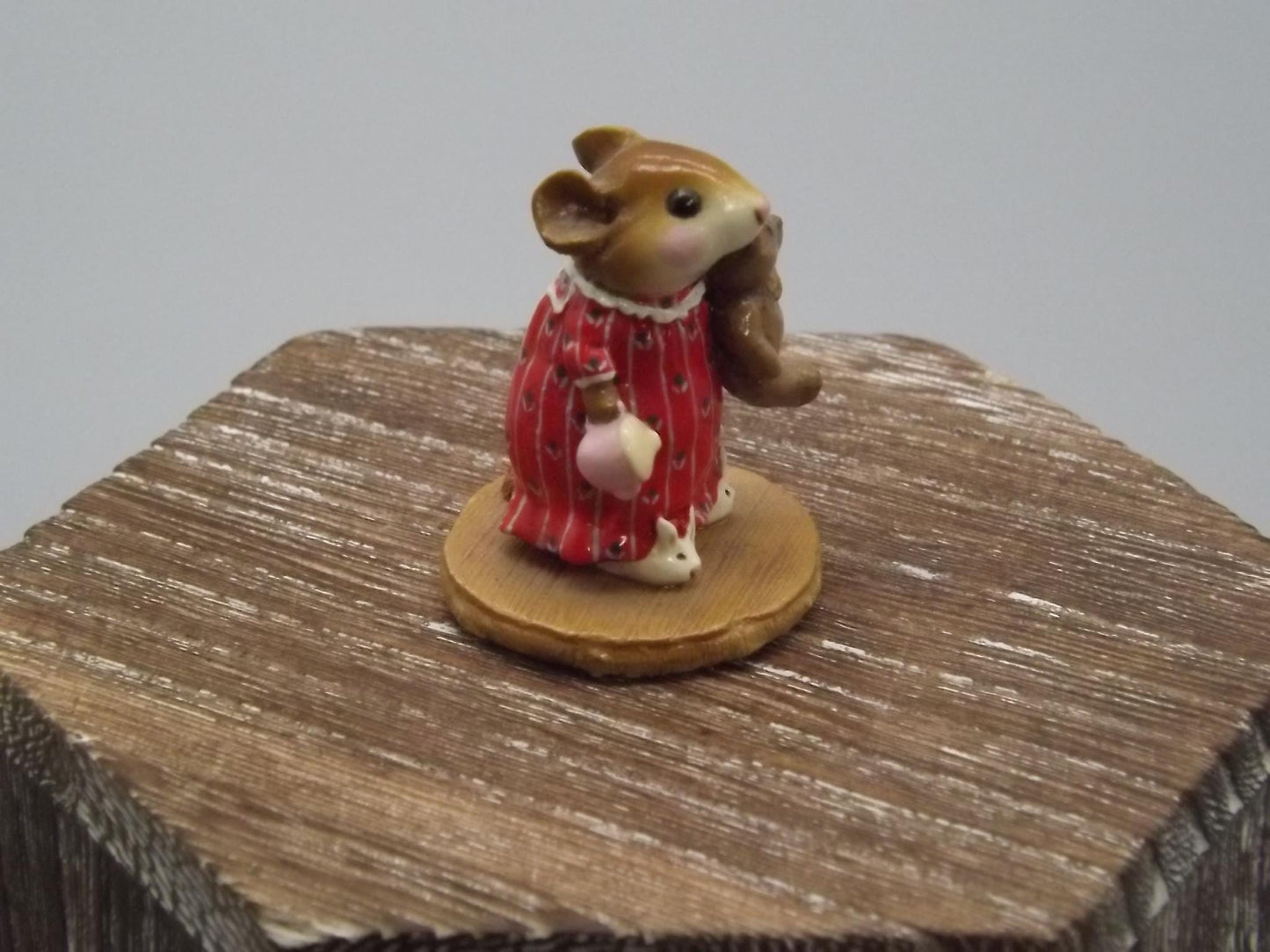 Vintage Wee Forest Folk Mouse Figurine: Mousey's Bunny Slippers, 1996
