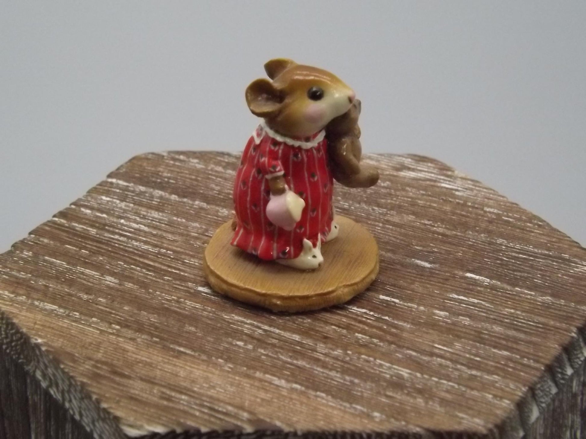 Vintage Wee Forest Folk Mouse Figurine: Mousey's Bunny Slippers, 1996