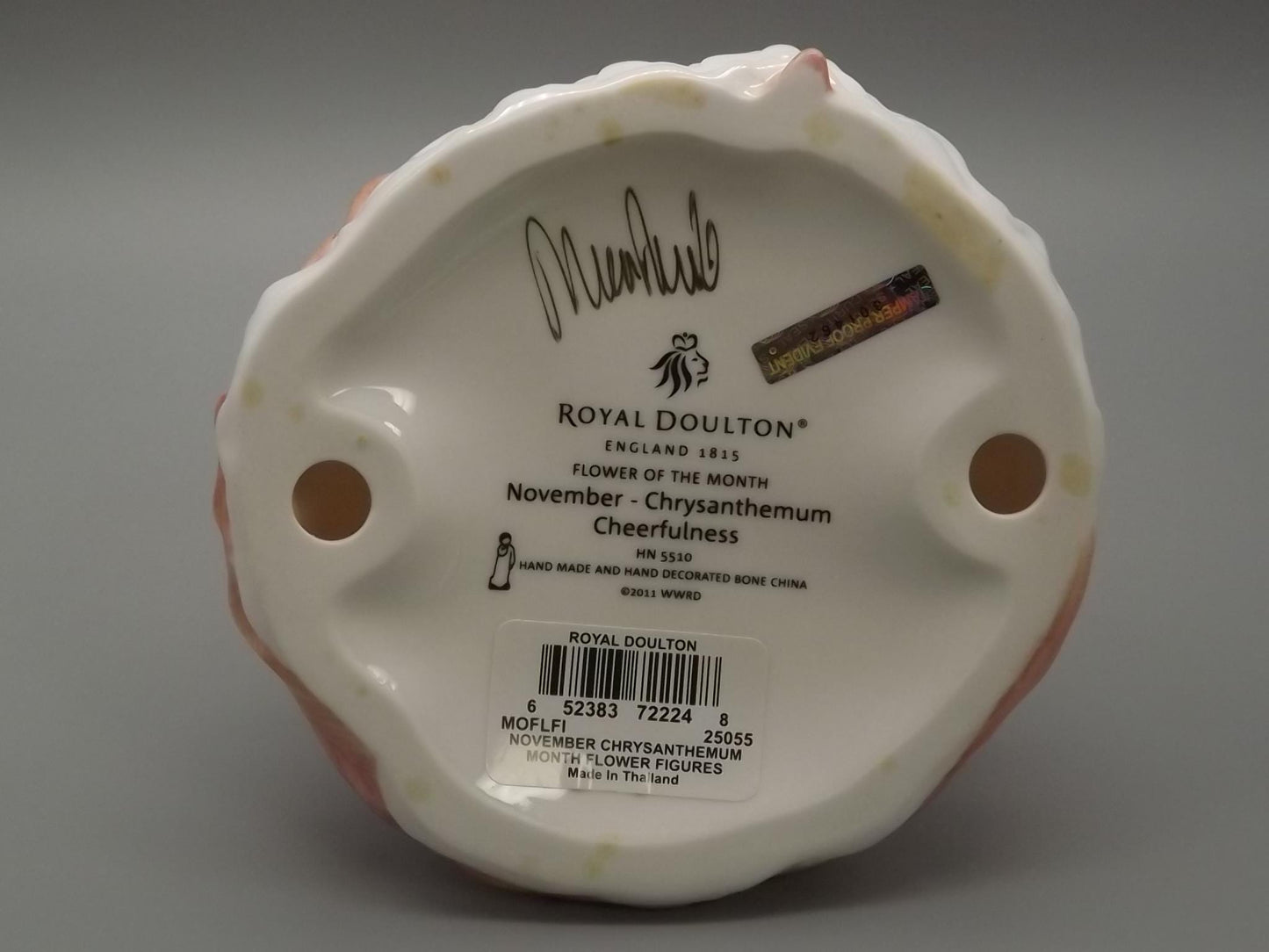 Vintage Royal Doulton Figurine: Chrysanthemum Cheerfulness HN 5510, November Flower (With Box & COA)