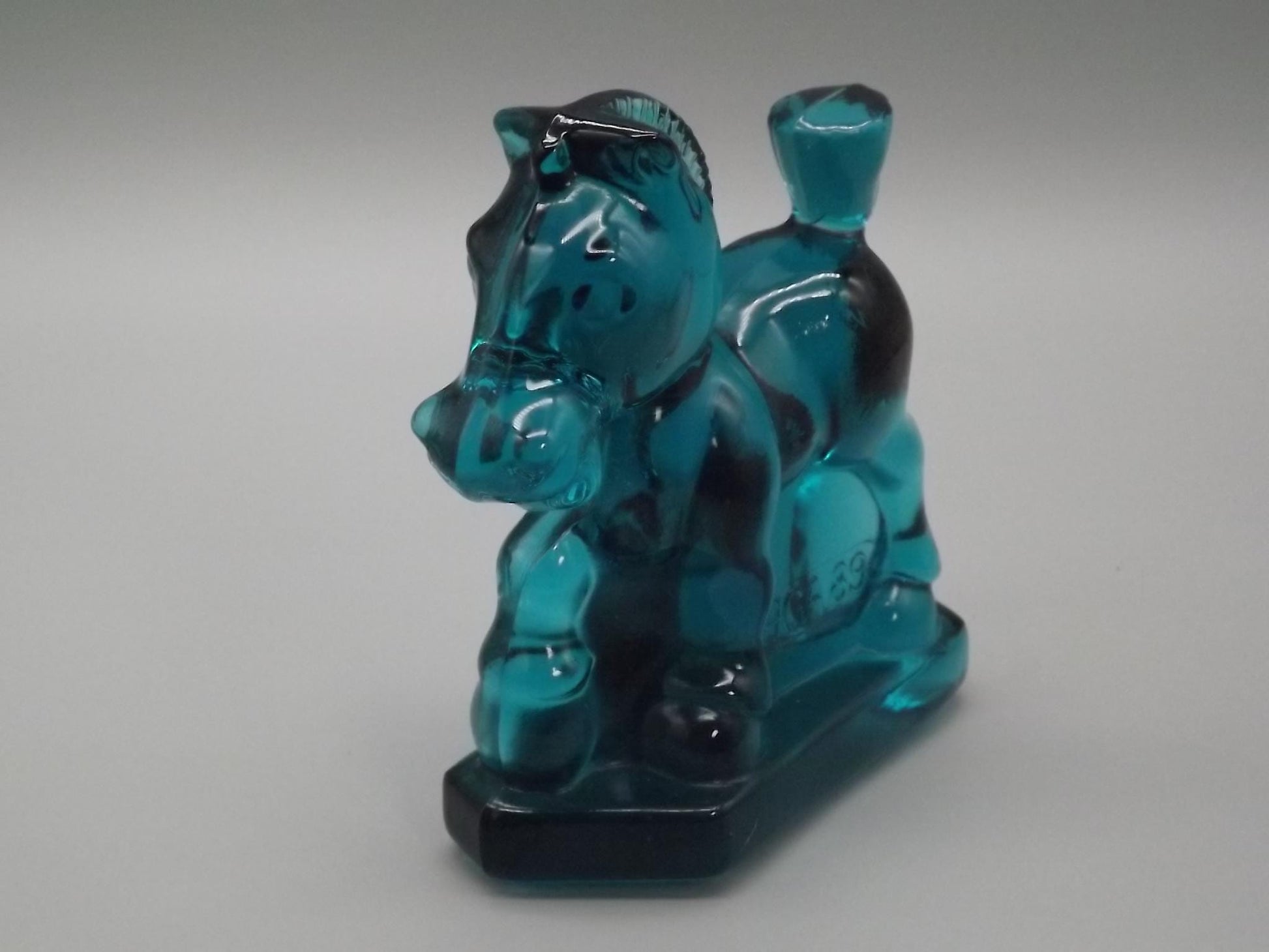 Vintage Heisey by Fenton Teal Glass "Sparky" Horse Figure