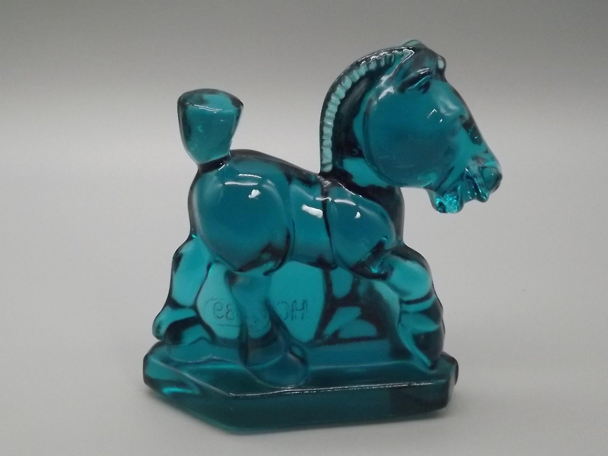 Vintage Heisey by Fenton Teal Glass "Sparky" Horse Figure