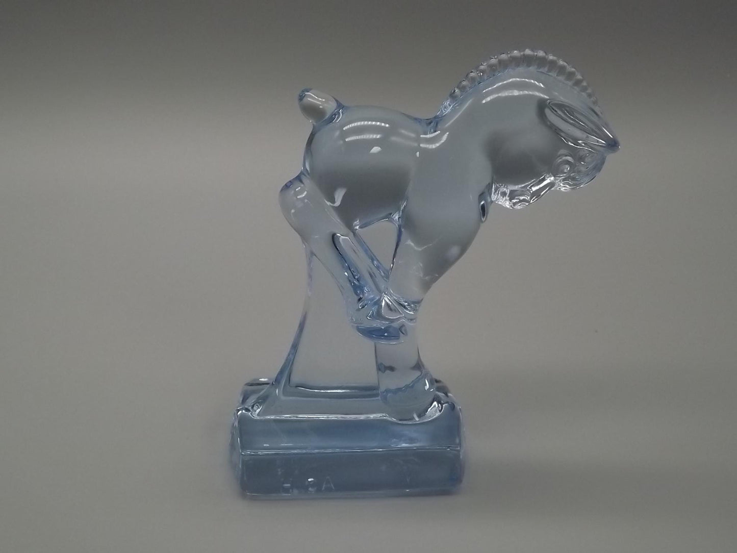 Vintage Heisey Longaberger Blue Glass Bucking Horse Figurine